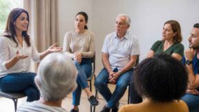 Moradores conversam sobre candidatura de síndico no condomínio